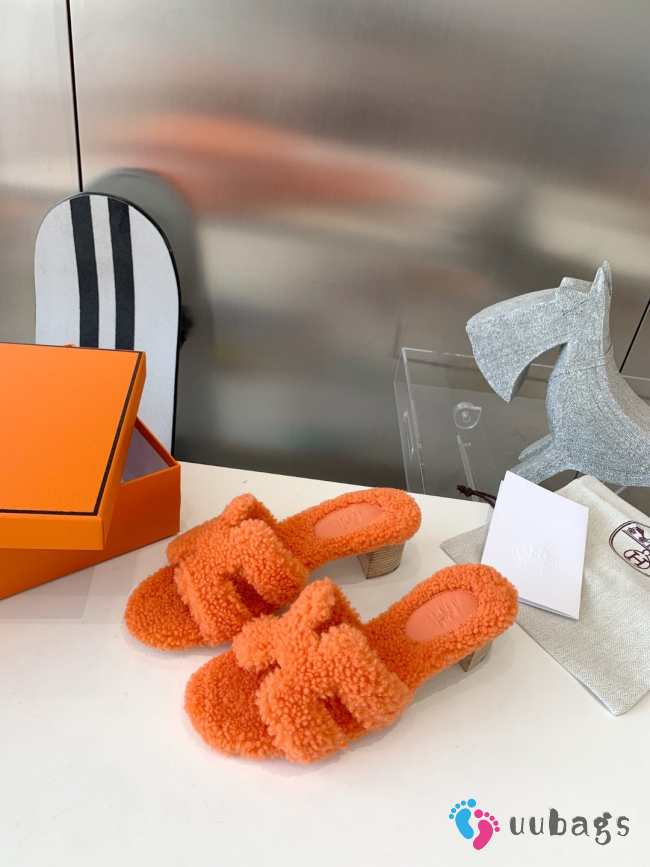 hermes woolskin slipper for winter low-heeled orange 35-41 - 1