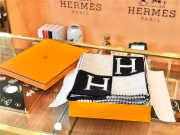 hermes scarf wool blanket black 170cm x 135cm - 1