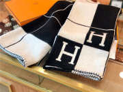 hermes scarf wool blanket black 170cm x 135cm - 3