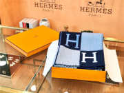 hermes scarf wool blanket blue 170cm x 135cm - 1