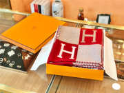 hermes scarf wool blanket red 170cm x 135cm - 1