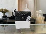 Chanel flap bag lambskin leather black with silver and gold buckle 25cm - 1