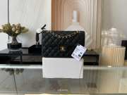 Chanel flap bag lambskin leather black with silver and gold buckle 25cm - 2