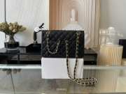 Chanel flap bag lambskin leather black with silver and gold buckle 25cm - 4