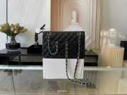 Chanel flap bag lambskin leather black with silver and gold buckle 25cm - 6