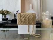 Chanel flap bag lamskin leather brown silver and gold buckle 25cm - 5