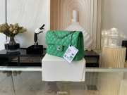 Chanel flap bag lamskin leather green silver and gold buckle 25cm - 2