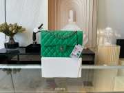 Chanel flap bag lamskin leather green silver and gold buckle 25cm - 6