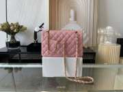 Chanel flap bag lamskin leather pink silver and gold buckle 25cm - 2