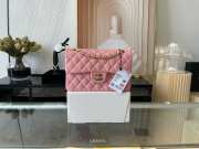 Chanel flap bag lamskin leather pink silver and gold buckle 25cm - 6