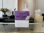 Chanel flap bag lamskin leather purple silver and gold buckle 25cm - 3