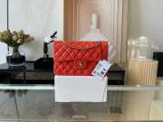 Chanel flap bag lamskin leather red   silver and gold buckle 25cm - 6