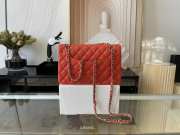 Chanel flap bag lamskin leather red   silver and gold buckle 25cm - 3