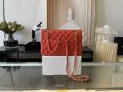 Chanel flap bag lamskin leather red   silver and gold buckle 25cm - 2