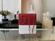 Chanel flap bag lamskin leather red silver and gold buckle 25cm - 2