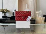 Chanel flap bag lamskin leather red silver and gold buckle 25cm - 3