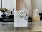 Chanel flap bag lamskin leather white silver and gold buckle 25cm - 1