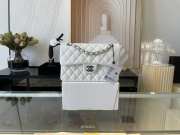 Chanel flap bag lamskin leather white silver and gold buckle 25cm - 2