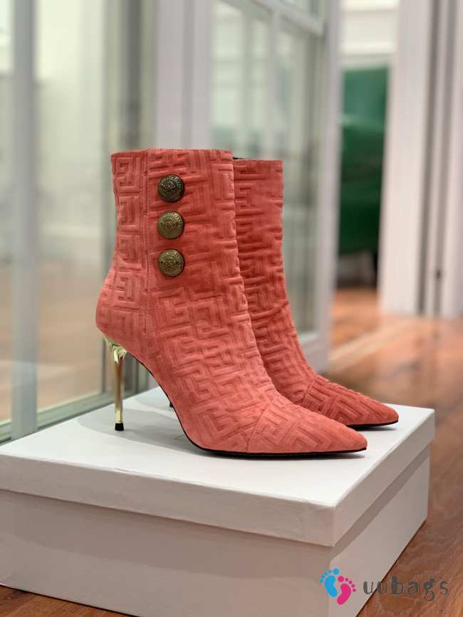 balmain Suede leather pink high heels boots  - 1