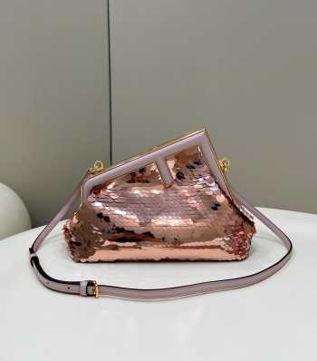 Fendi the first bag Round Sequins rose-gold 26x9.5x18cm