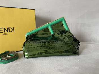 Fendi the first bag Round Sequins green 26x9.5x18cm