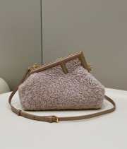 Fendi the first bag Lambswool pink 26x9.5x18cm - 1