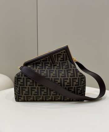 Fendi the first bag classic pattern dark brown 26×9.5×18cm