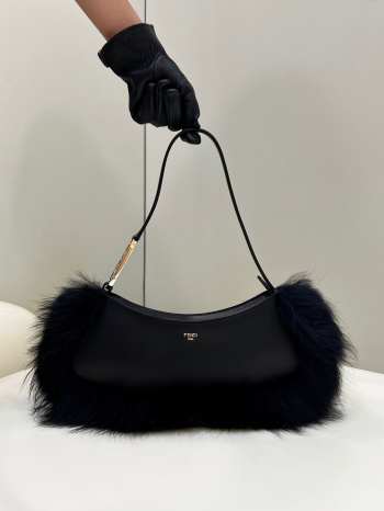 Fendi O-lock bag black 32x6x12cm