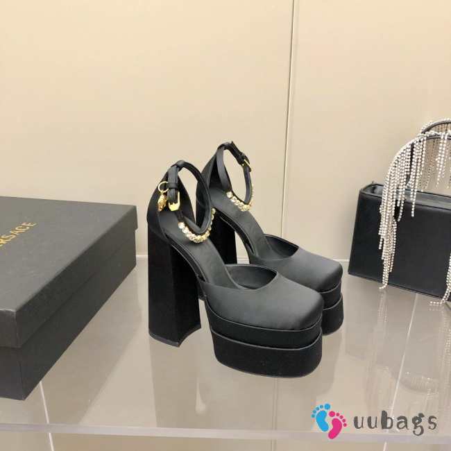 Versace Satin high heels black 15.5cm water table 3cm 35-41 - 1