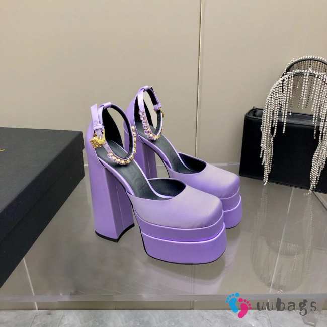 Versace Satin high heels light purple 15.5cm water table 3cm 35-41 - 1