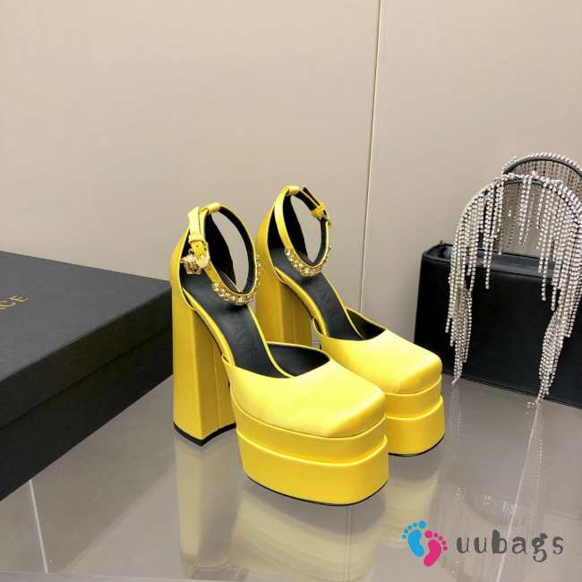 Versace Satin high heels light yellow 15.5cm water table 3cm 35-41 - 1