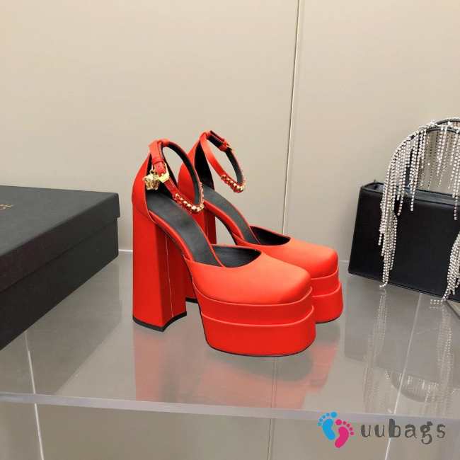 Versace Satin high heels orange 15.5cm water table 3cm 35-41 - 1