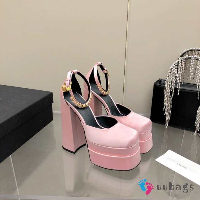 Versace Satin high heels pink 15.5cm water table 3cm 35-41 - 1