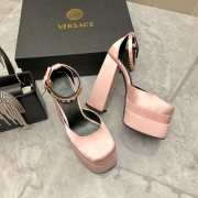 Versace Satin high heels pink 15.5cm water table 3cm 35-41 - 2