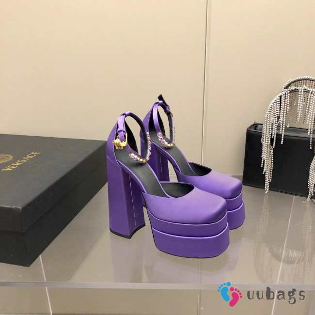 Versace Satin high heels purple 15.5cm water table 3cm 35-41 - 1