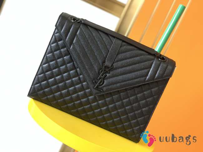 YSL Envelope Caviar leather black and black buckle 31×22×7.5cm - 1