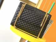 YSL Envelope Caviar leather black gold buckle 31×22×7.5cm - 3