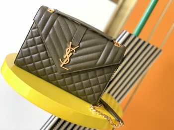 YSL Envelope Caviar leather black gold buckle 24x17.5x6cm