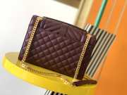 YSL Envelope Caviar leather maroon gold buckle 24x17.5x6cm - 4