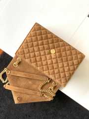 YSL Envelope suede leather dark brown gold buckle 24x17.5x6cm - 4