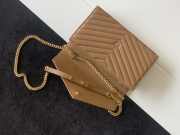 YSL Envelope Caviar leather dark brown gold buckle 22.5x14x4cm - 5