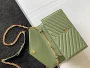 YSL Envelope Caviar leather green gold buckle 22.5x14x4cm - 3