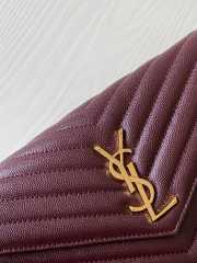 YSL Envelope Caviar leather maroon gold buckle 22.5x14x4cm - 5