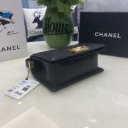 Chanel le boy caviar leather black Diamant gold hardware 20cm - 3