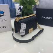 Chanel le boy caviar leather black Diamant gold hardware 20cm - 4