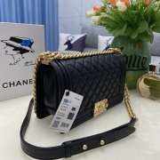 Chanel le boy caviar leather black Diamant gold hardware 25cm - 3