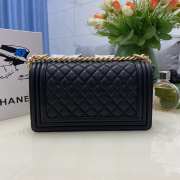 Chanel le boy caviar leather black Diamant gold hardware 25cm - 2