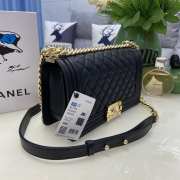 Chanel le boy caviar leather black Diamant light gold hardware 25cm - 3