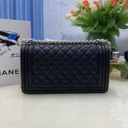 Chanel le boy caviar leather black Diamant light silver hardware 25cm - 4