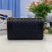 Chanel le boy caviar leather black Diamant retro gold hardware 25cm - 3